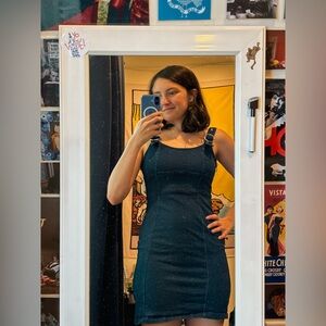 Derek Heart Navy Denim Dress with Buckle Straps